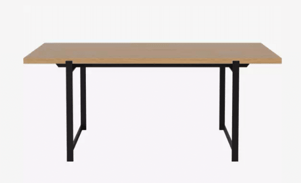 Bolia Frame -ruokapöytä 90x180 cm K: 74 cm (öljytty tammi, lakattu musta teräs)