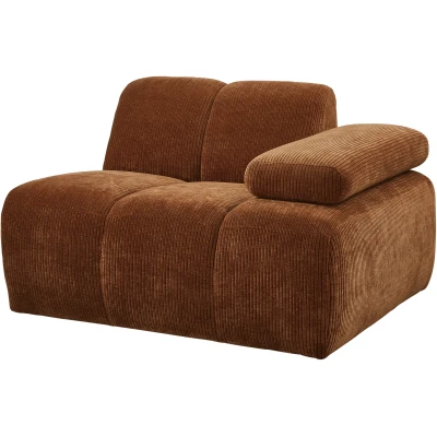 Woood Mojo -nojatuoli käsinojalla, rib fabric, oikea, ruoste